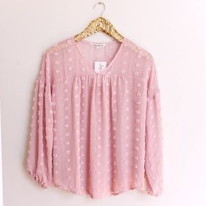 Davi & Dani Mauve Flowy Blouse with Balloon Sleeve